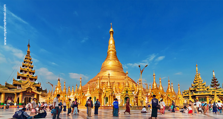 Elegant Shwedagon Pagoda, the most famous landmark in Yangon