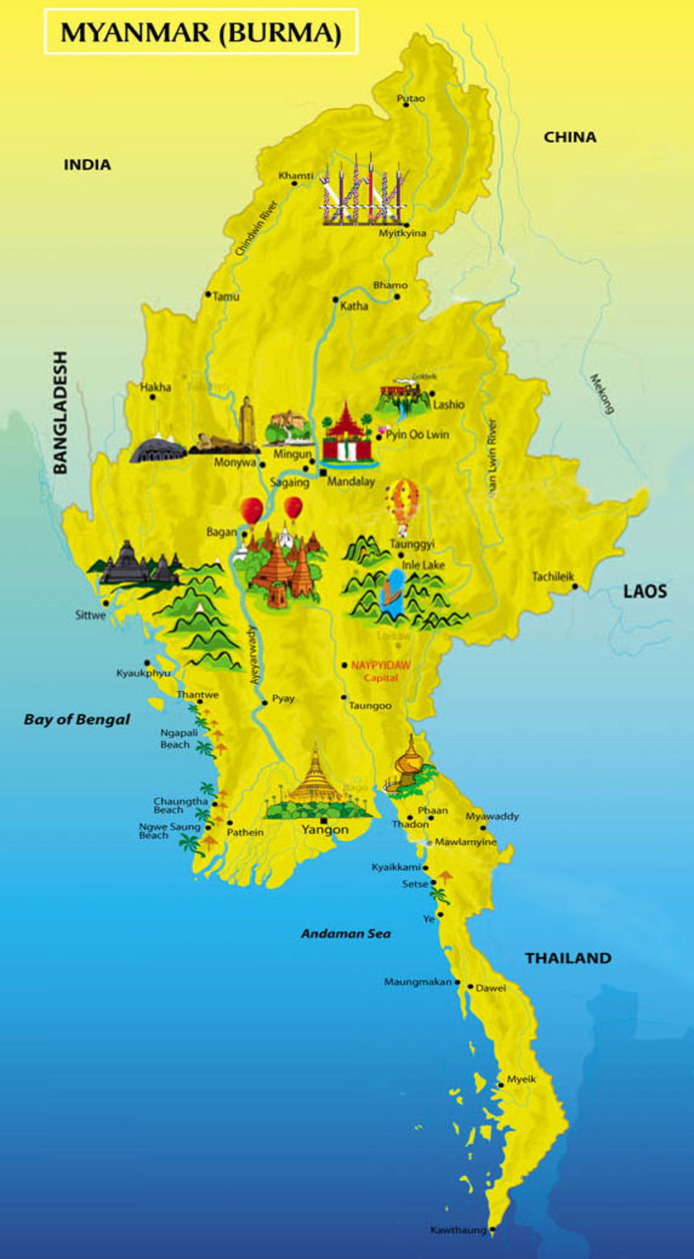 Map Yangon And Bagan Map Yangon And Bagan