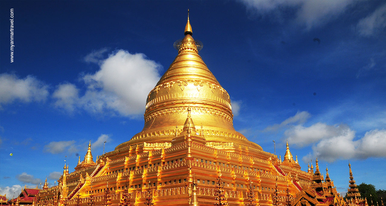 Shwezigon pagoda, bagan, myanmar