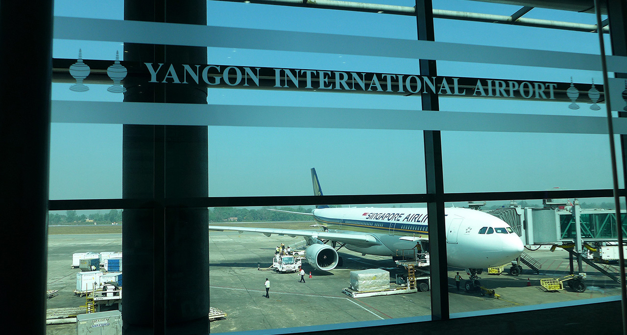 Yangon International Airport, 15km from Yangon downtown.